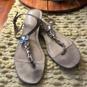 Adrienne Vittadini Crystal Embellished Thong Sandals